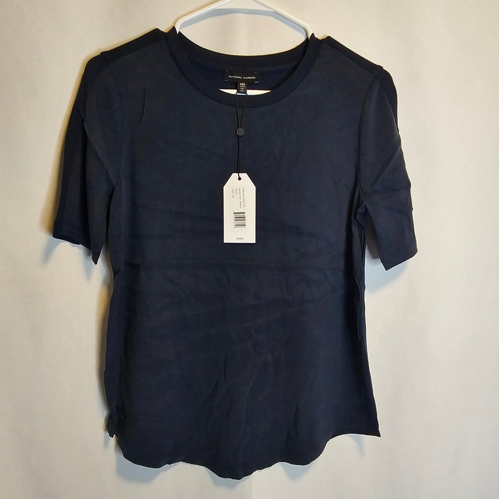 Universal Standard Arvo Top Rebuy Navy Blue Short Sleeve Crew Neck 4XS=XS‎